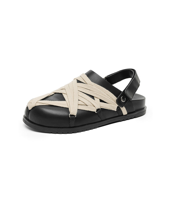 Black Crisscross Strap Slingback Sandals