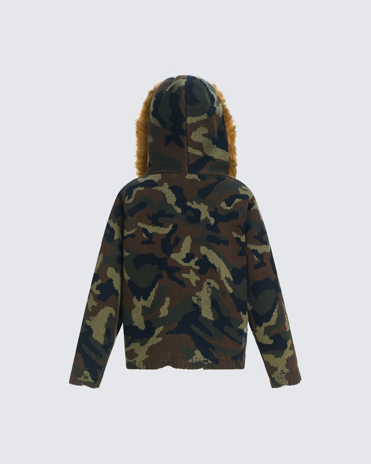 Camouflage Short Hooded Sweater