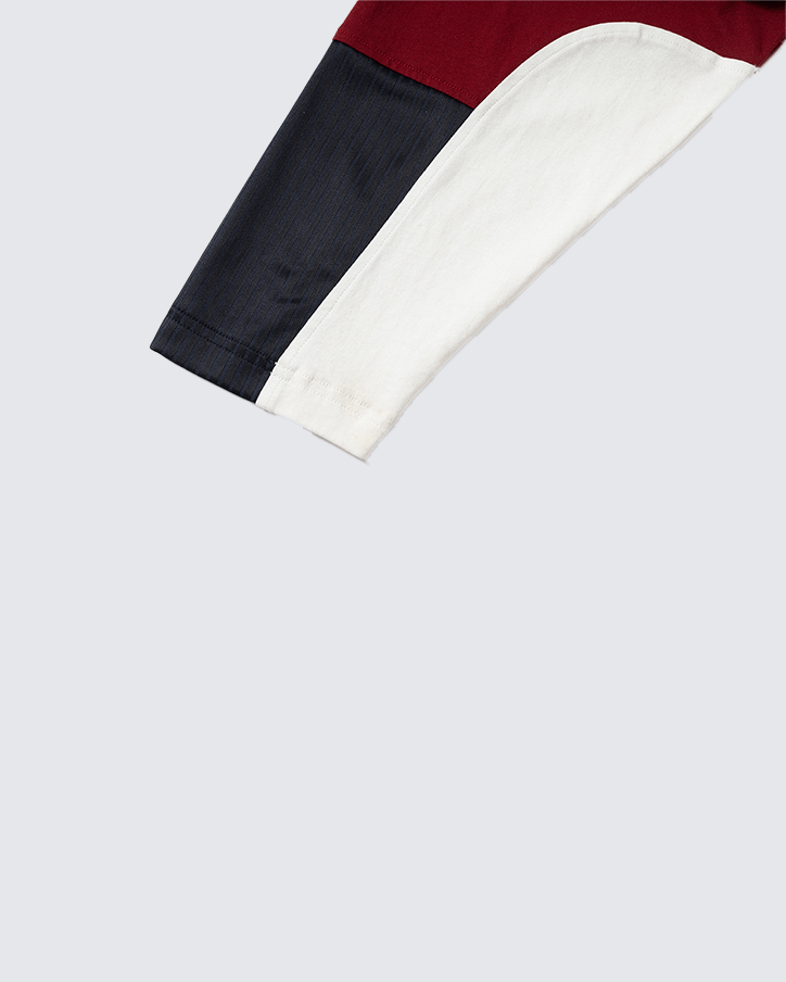 Colorblock Patchwork Polo Collar Long Sleeve T-Shirt