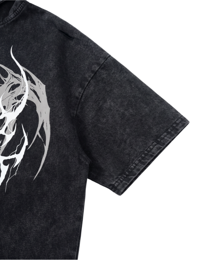 Gothic Hooded Skull Print T-shirt