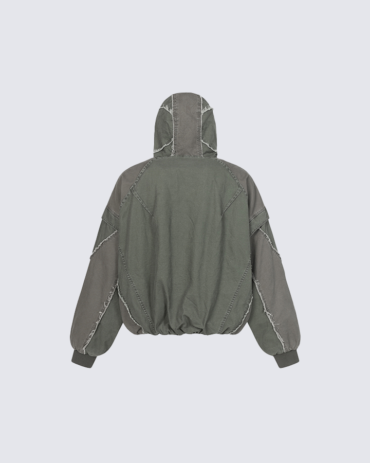 Deconstructed Patchwork Hooded Jacket
