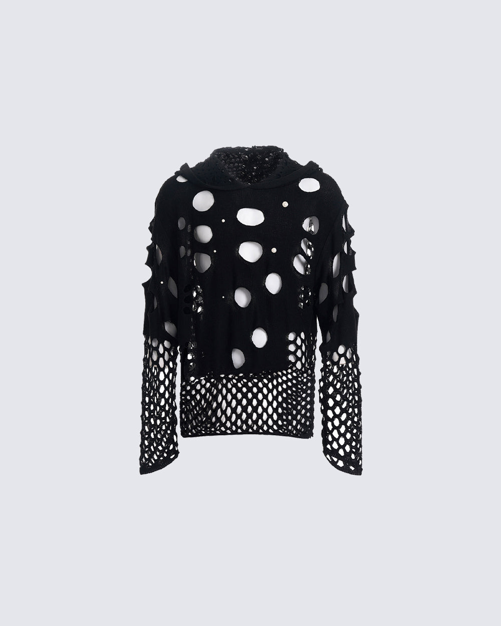 Spring Hollow Out Hoodie Knit Sweater