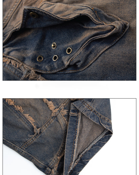 Heavy Deconstructed Washed Jeans
