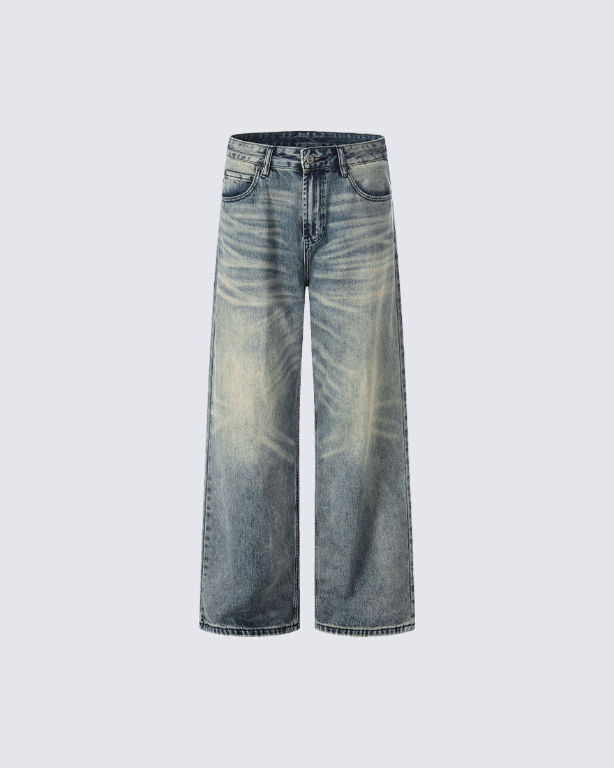 Vintage Washed Straight-Leg Jeans