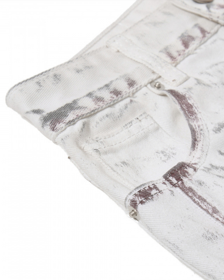 Distressed White Wide Leg Denim Pants