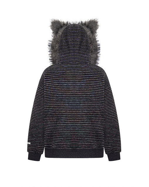 Autumn/Winter Striped Furry-Ear Hoodie