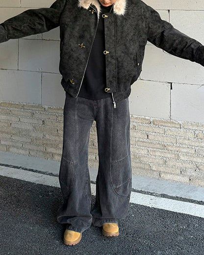 Fleece Lined Loose Fit Jacket