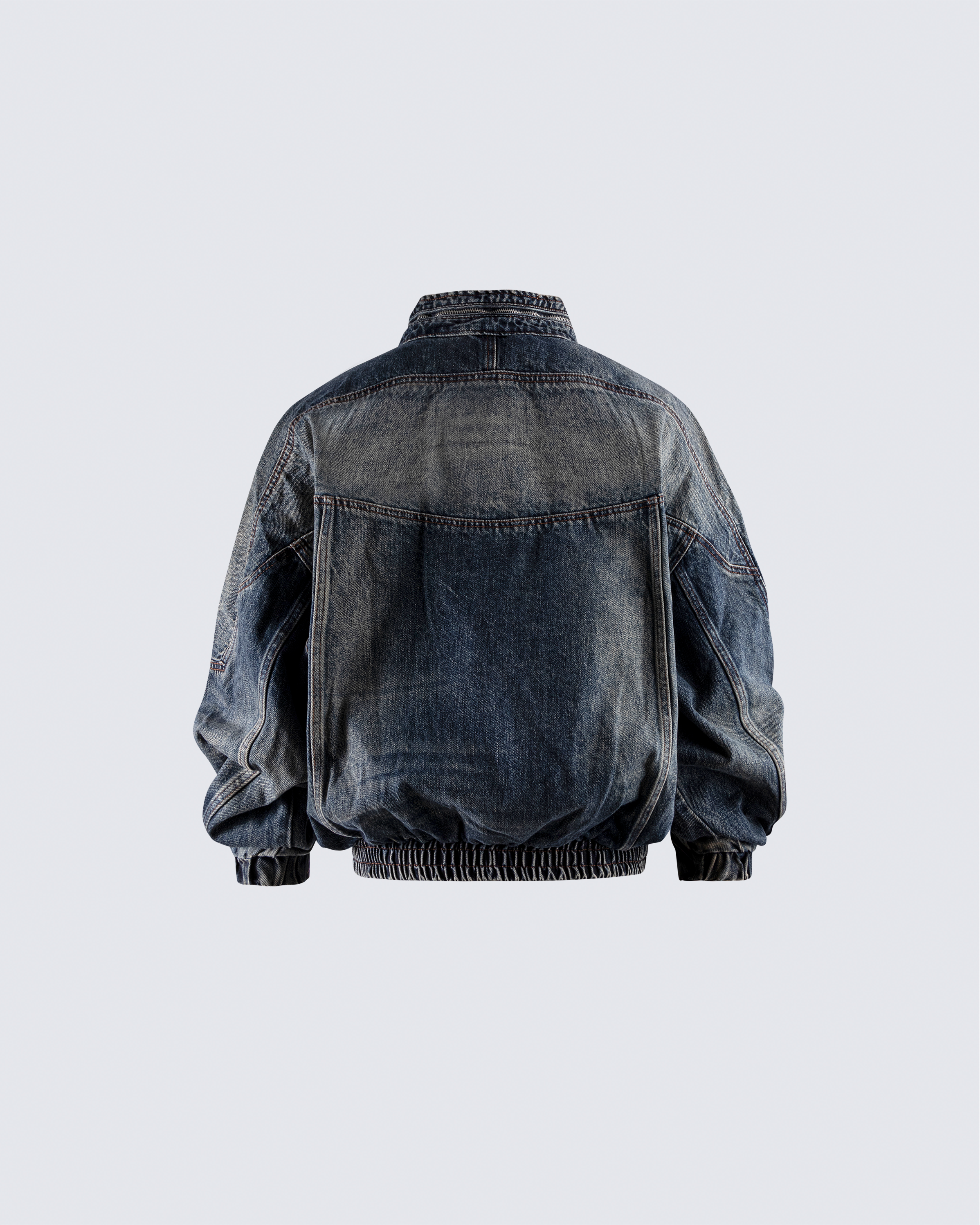 Vintage Washed Denim Zip-Up Jacket