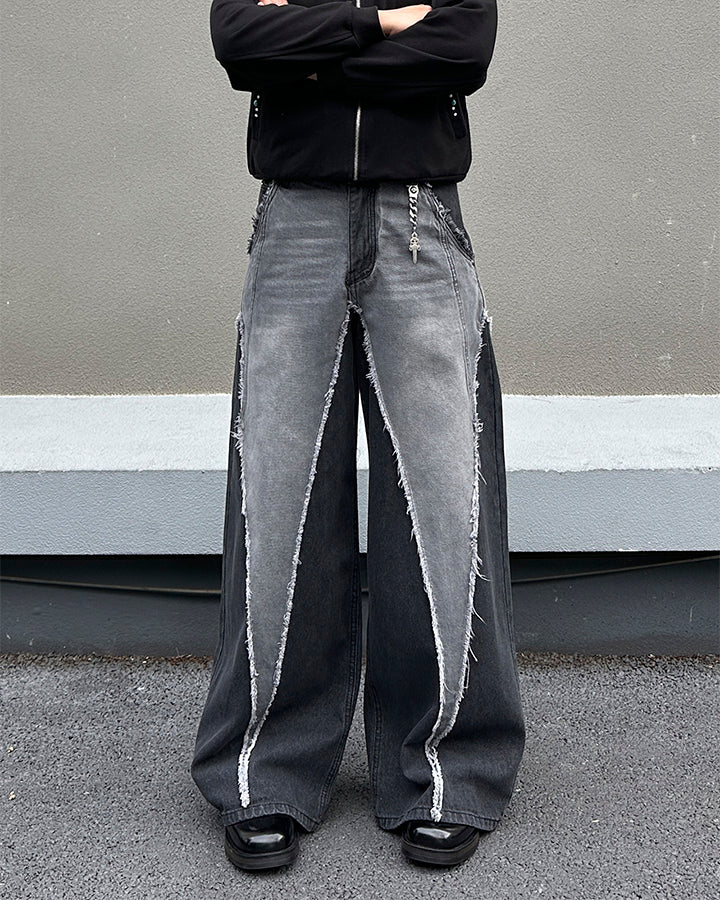 Vintage Washed Patchwork Denim Pants