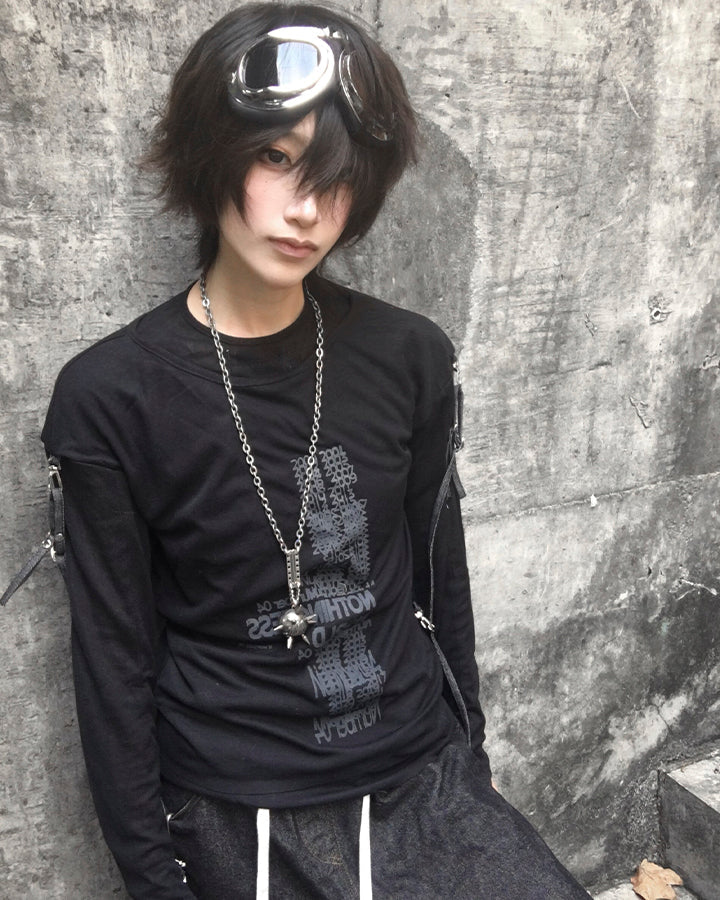 Gothic Skull Print Long Sleeve T-Shirt