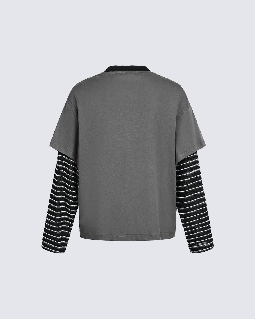 Gray-Black Distressed Graffiti Layered Sweatshirts