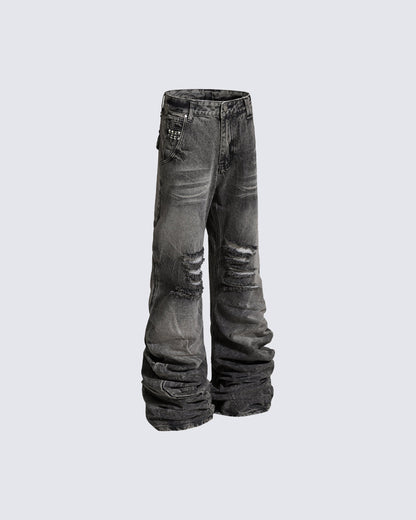 High Street Flared Extra-Long Stacked Jeans