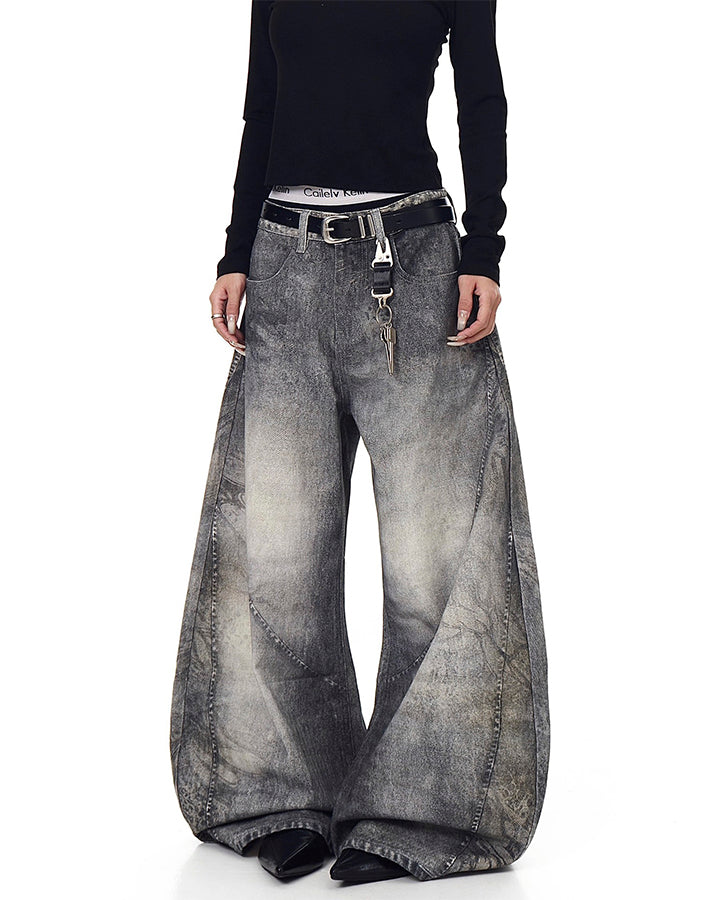 Vintage Washed Wide-Leg Jeans