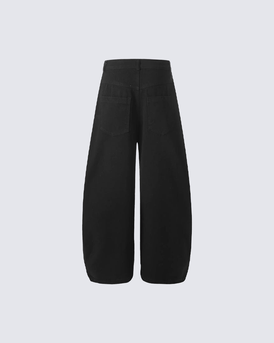 Graphic Patch Wide Leg Denim Pants
