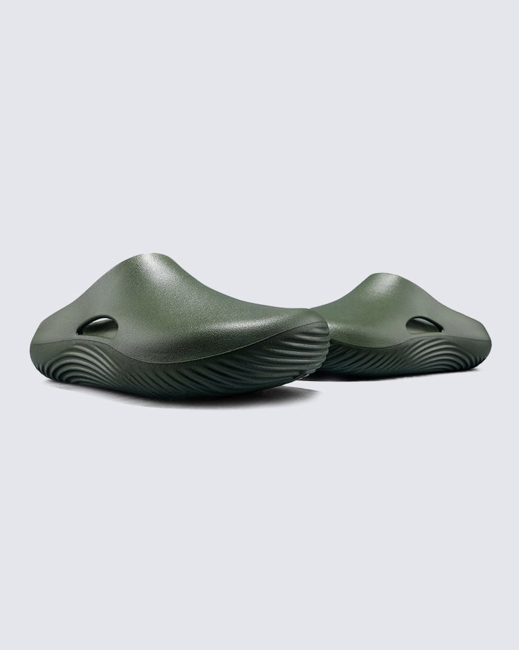 Minimalist Wave Sole Slip-On Sandals - Army Green