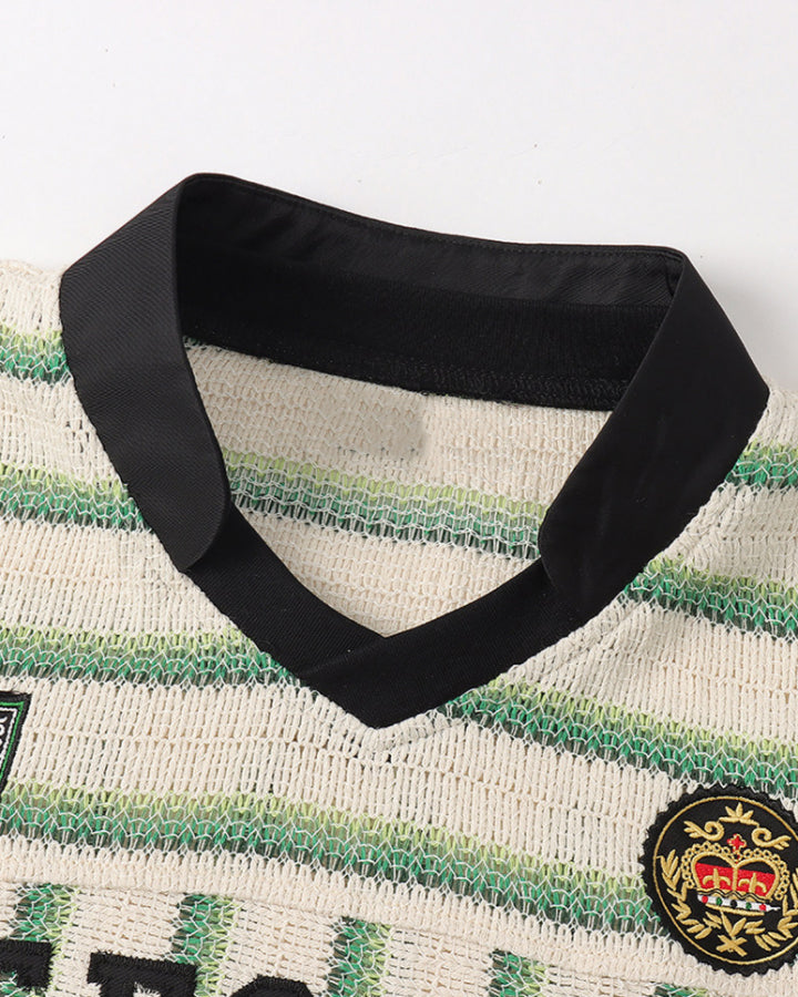 Striped Number Graphic Sport Jersey Tee