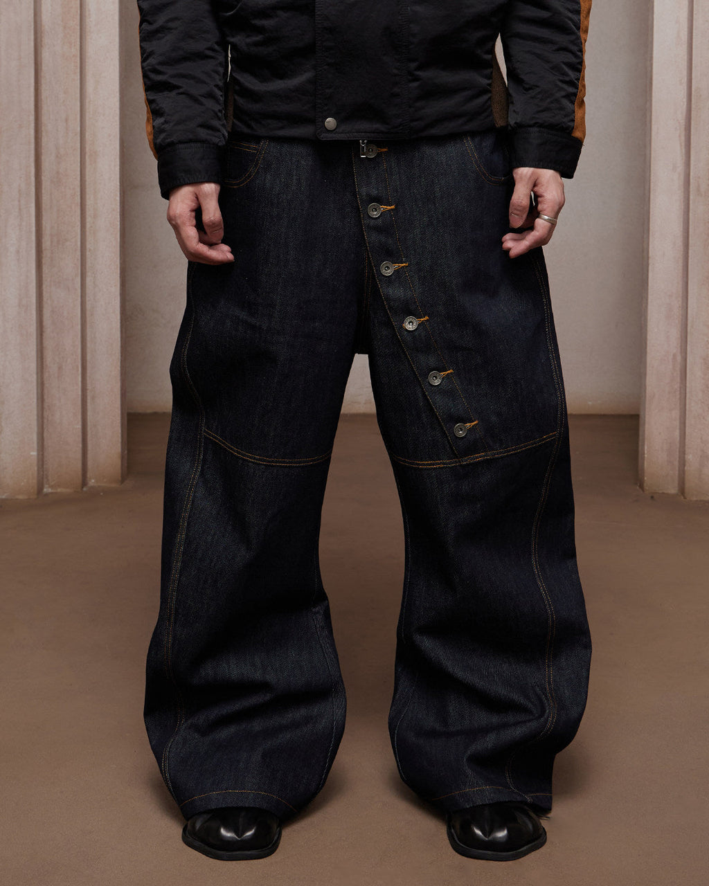 Vintage Multi-Button Denim Pants