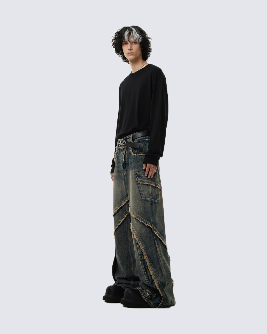 KIIKIO Vintage Raw Edge Jeans