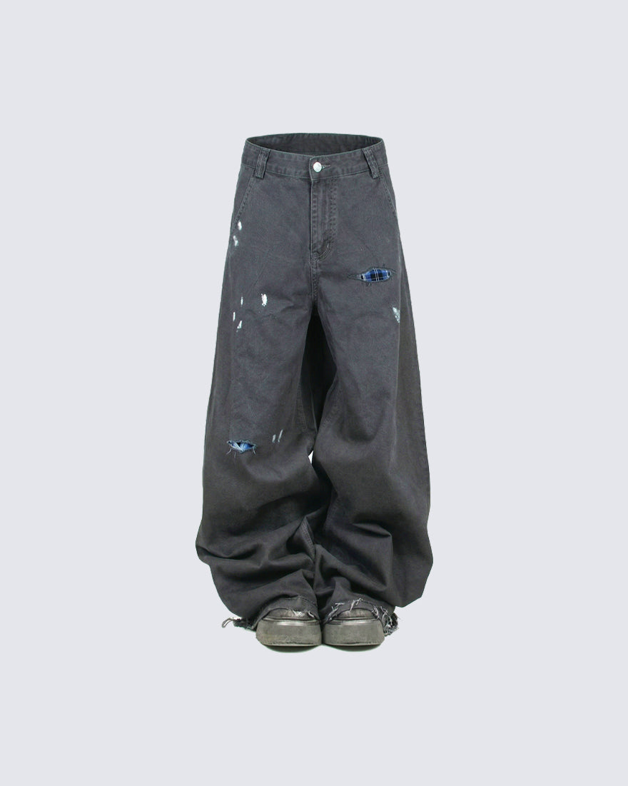 American Wrinkled A-Line Utility Jeans
