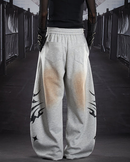 Street Flame Print Wide-Leg Sweatpants