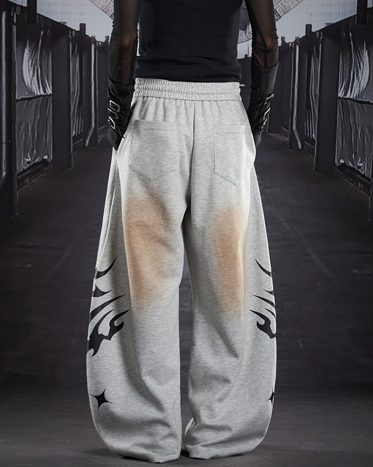 Street Flame Print Wide-Leg Sweatpants
