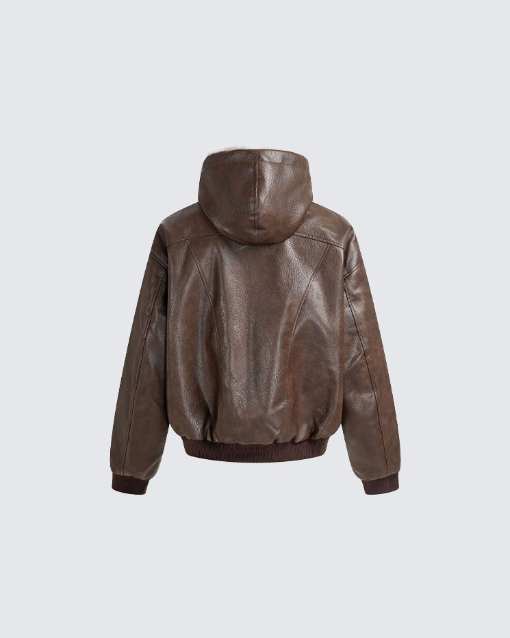 New American-Style Cool Faux Leather Jacket Coat