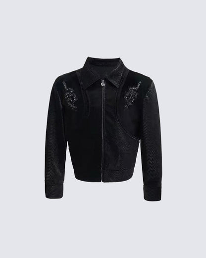 American Cropped Leather Jacket