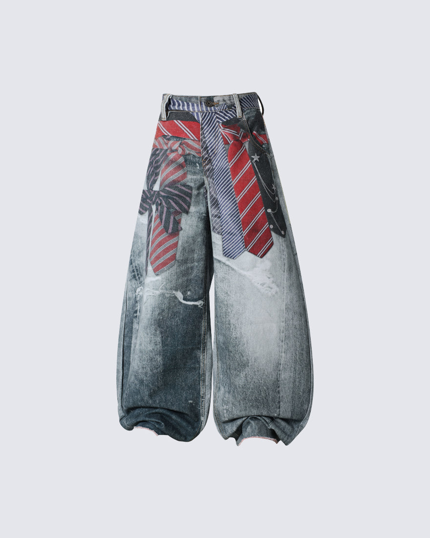 New Tied-Print Balloon Jeans