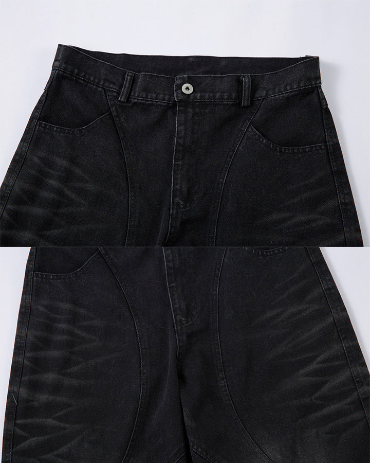 Deconstructed Washed Denim Pants