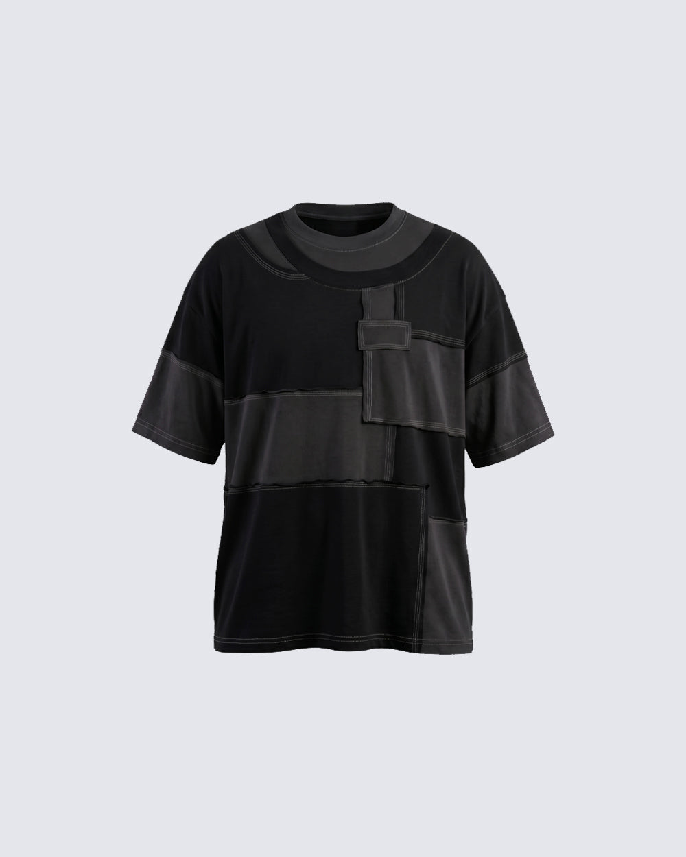 New Patchwork Panel Short Sleeve T-Shirt