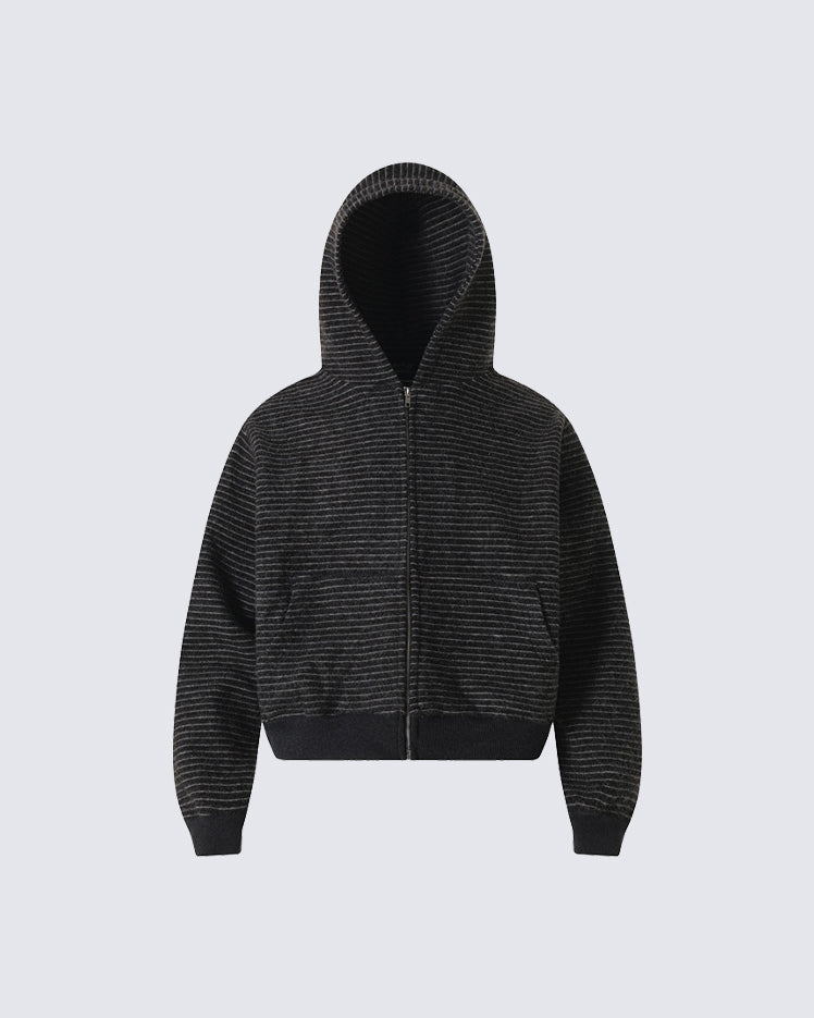 American High-Street Striped Hooded Sweatshirt