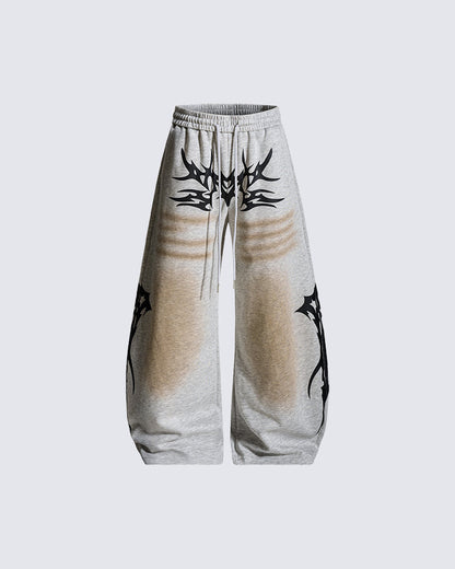 Street Flame Print Wide-Leg Sweatpants