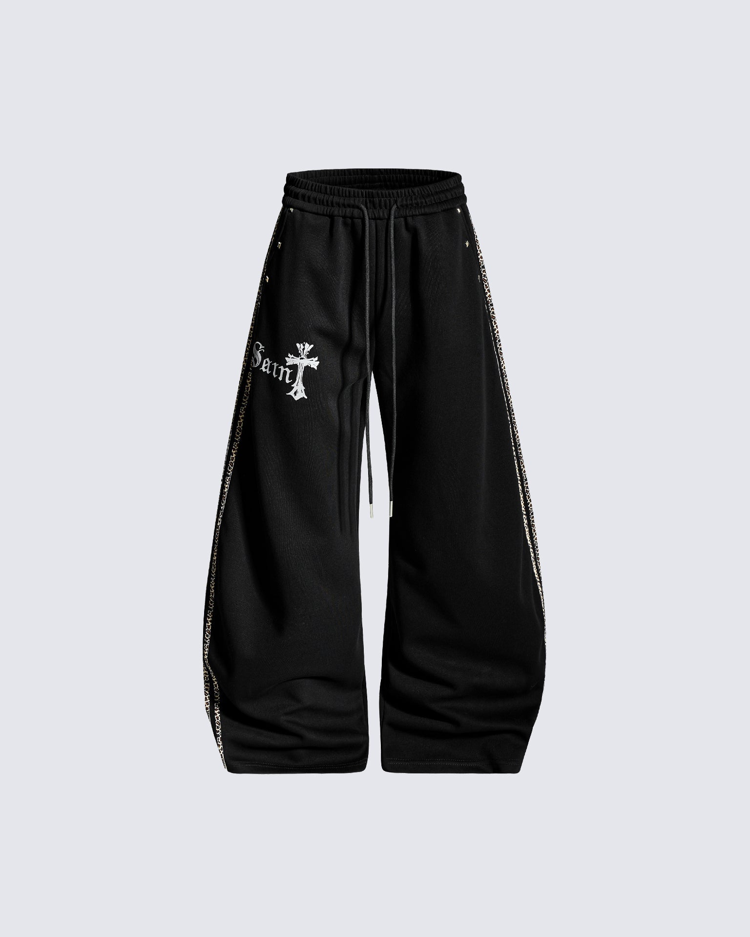 Winter Cross Print Wide-Leg Sweatpants