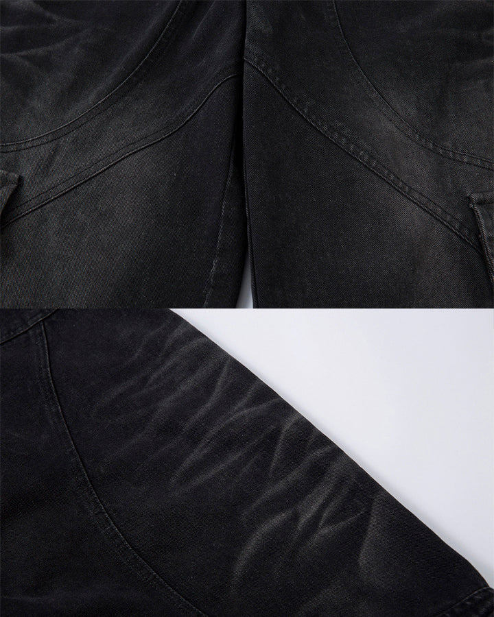 Deconstructed Washed Denim Pants