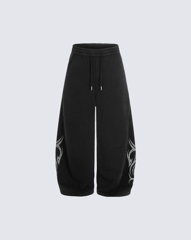 New Tribal Print Wide-Leg Sweatpants
