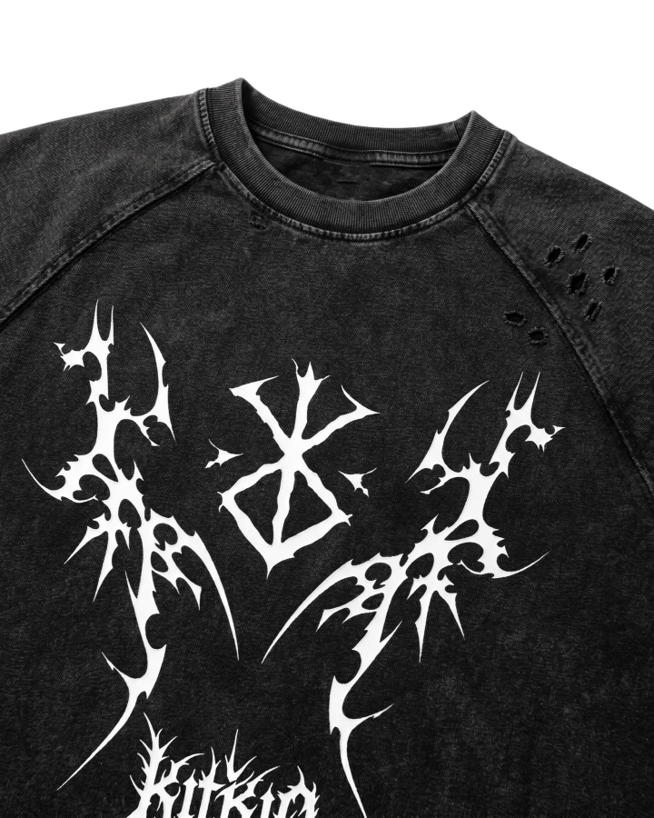 Vintage Bleach Washed Tribal Print T-shirt