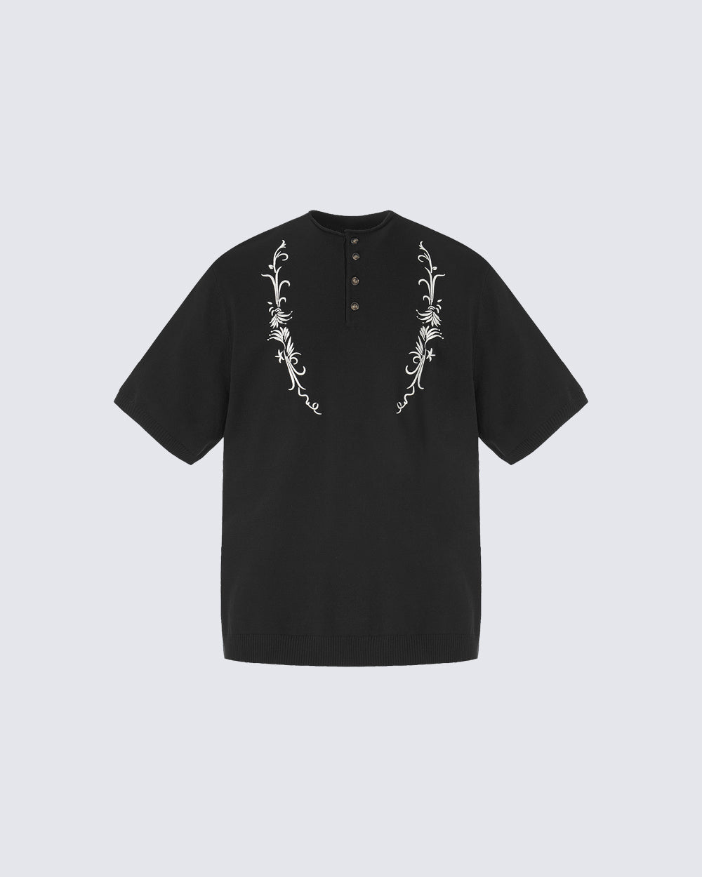 Vintage Embroidered Henley Short Sleeve Tee