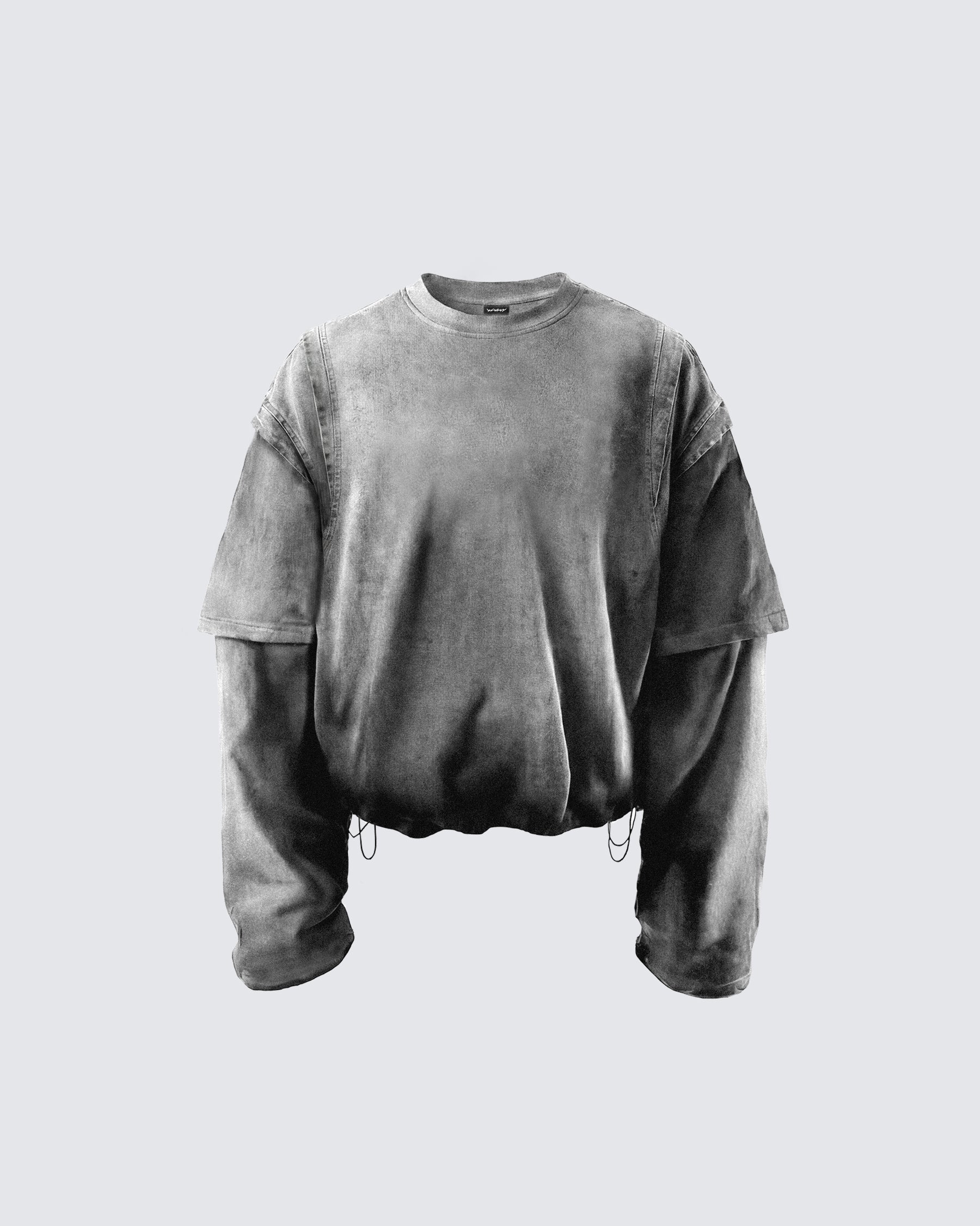 KIIKIO-Vintage Washed Layered Long-T-Shirt
