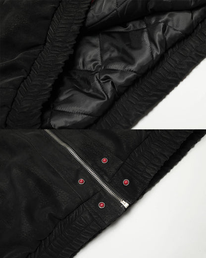 American Retro Fur-Collar Fleece-Lined Cotton Jacket