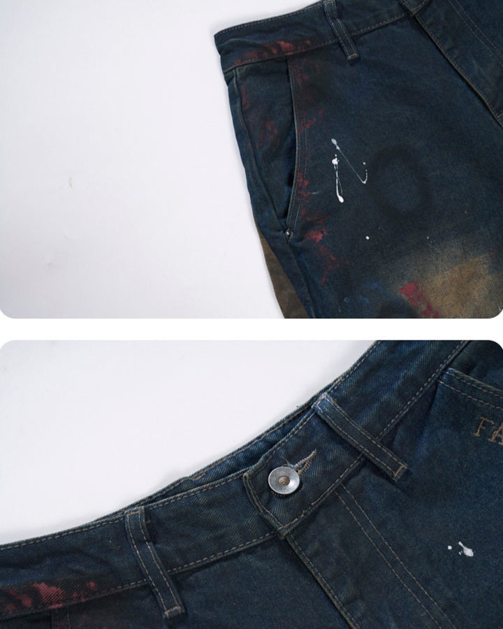New Camouflage Washed Curved Straight-Leg Pants