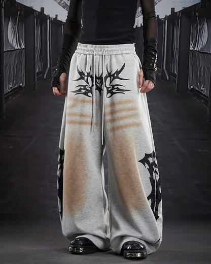 Street Flame Print Wide-Leg Sweatpants