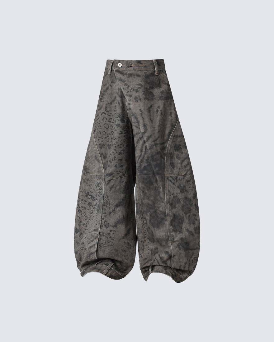 New Vintage Printed Wide-Legged Jeans