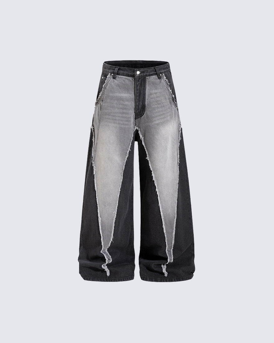 Vintage Washed Patchwork Denim Pants