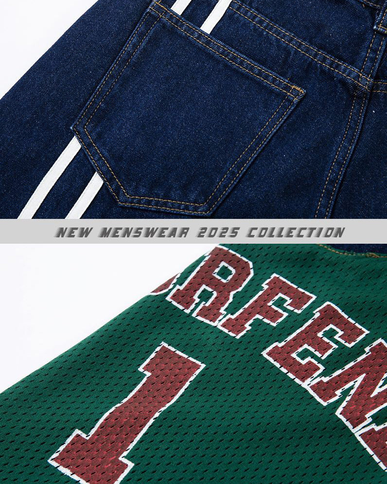 INS Style Patch Embroidery Wide-Leg Jeans
