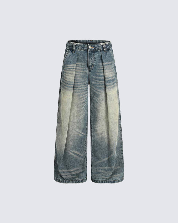 American Vintage Whiskered Washed Denim Jeans