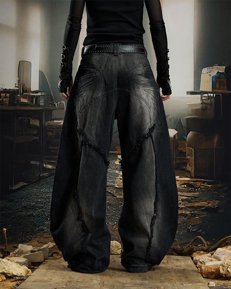 Heavy Deconstructed Washed Jeans