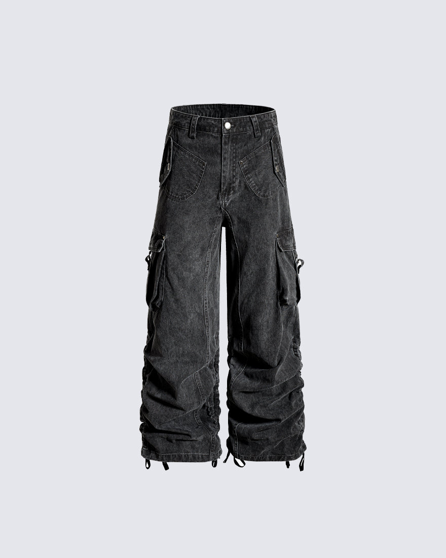 Side Drawstring Pleated Design Long Pants