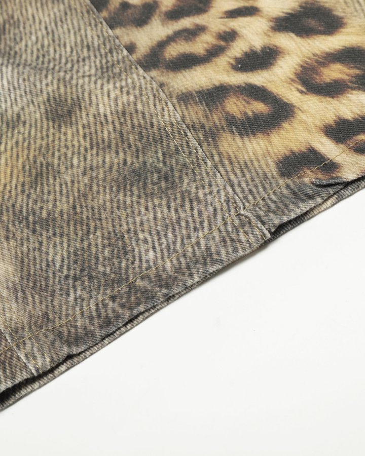 Retro Street Washed Leopard Balloon Jeans