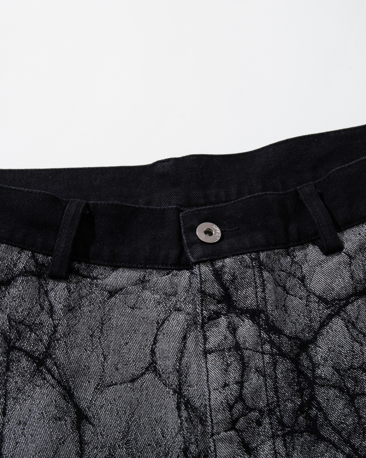 Vintage Crack Texture Panel Wide-Leg Pants