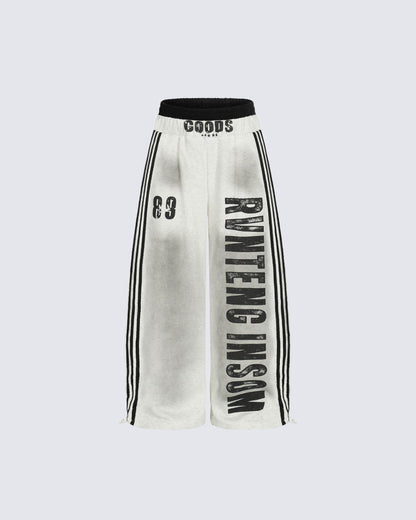 Washed Tie-Dye Letter Print Casual Pants